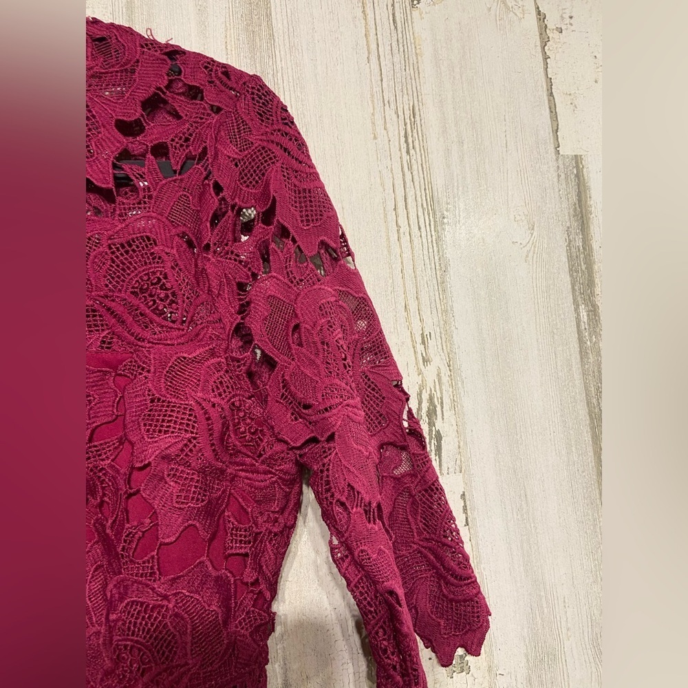 Lulus A Fine Romance Magenta Lace Sheath Mini Dress Medium - Picture 7 of 13